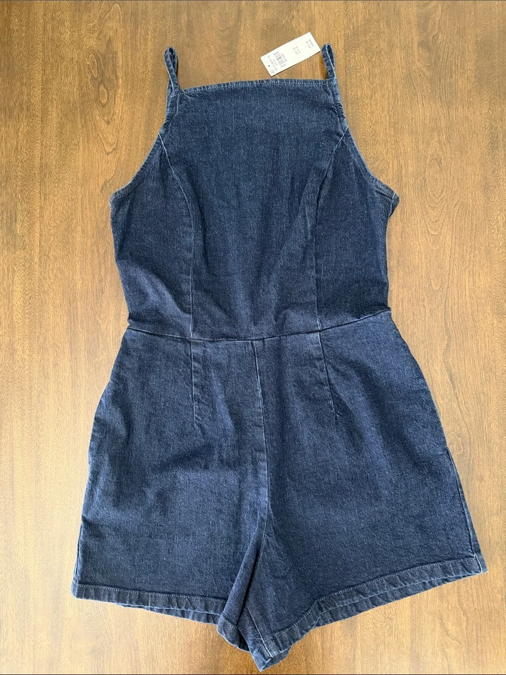 NWT Abercrombie & Fitch Dark Blue Denim Romper M Tall - Picture 1 of 3